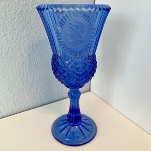 Vintage Avon Fostoria Cobalt Blue Glass Goblet Cameo of George Washington